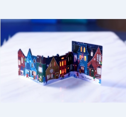 การบันทึกเสียง 3D การ์ดคริสต์มาส การพิมพ์ CMYK เปิดเล่นอัตโนมัติ
