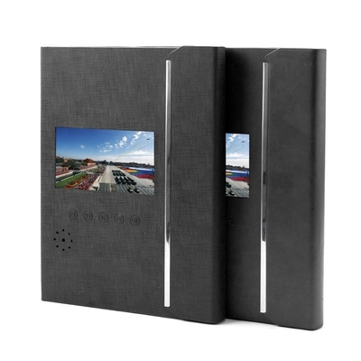 โฟลเดอร์วิดีโอ LCD PU สีดำ ขนาด A4, การ์ดอวยพรวิดีโอ 4.3 นิ้ว