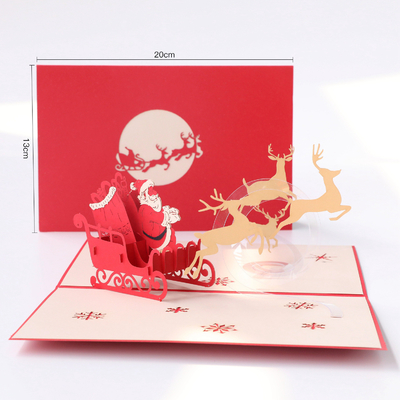 กระดาษการ์ด 3D Pop Up การ์ดอวยพรสำหรับวันหยุด 20×13cm Size CMYK Color